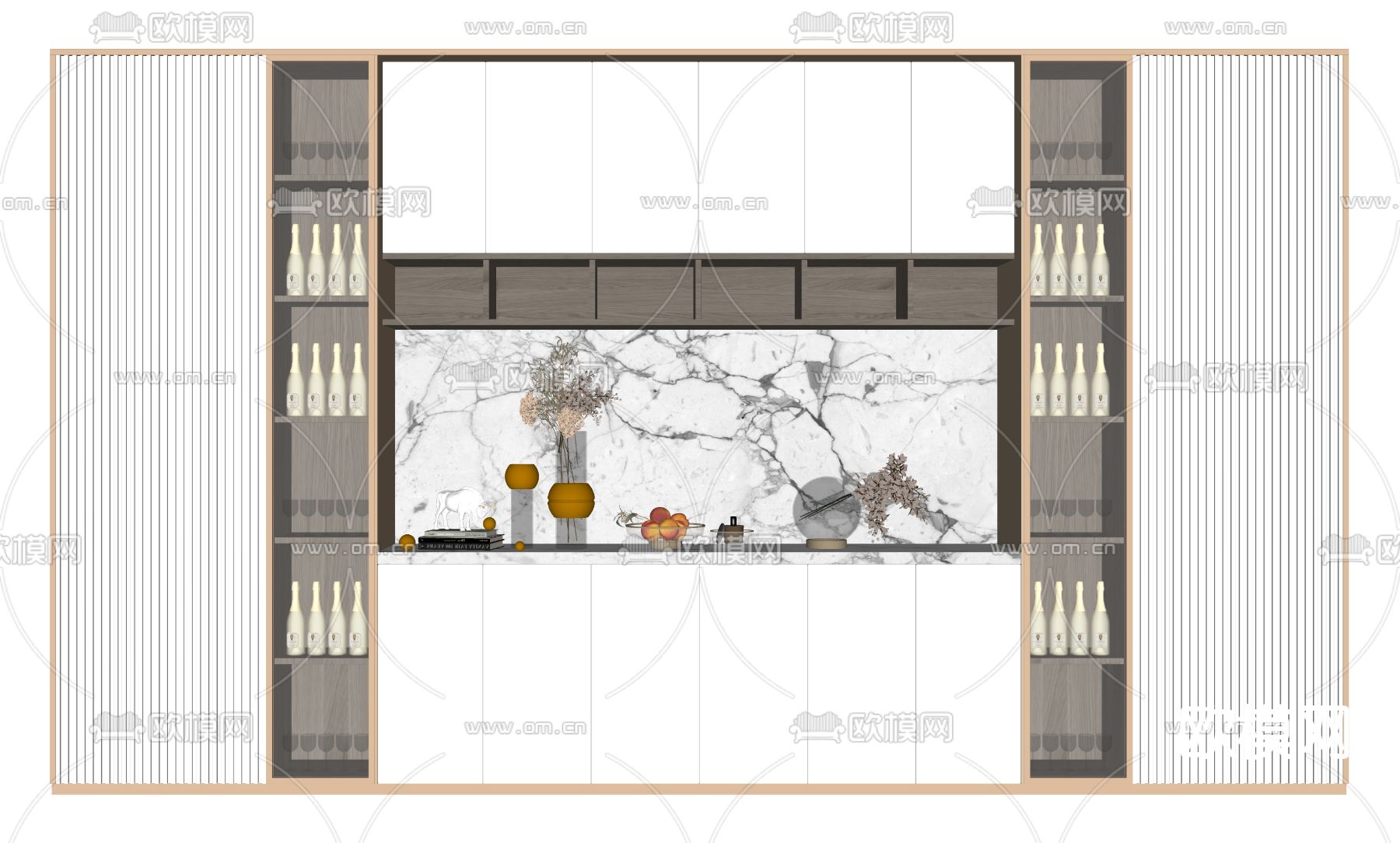 轻奢酒柜su模型下载（渲染图2）
