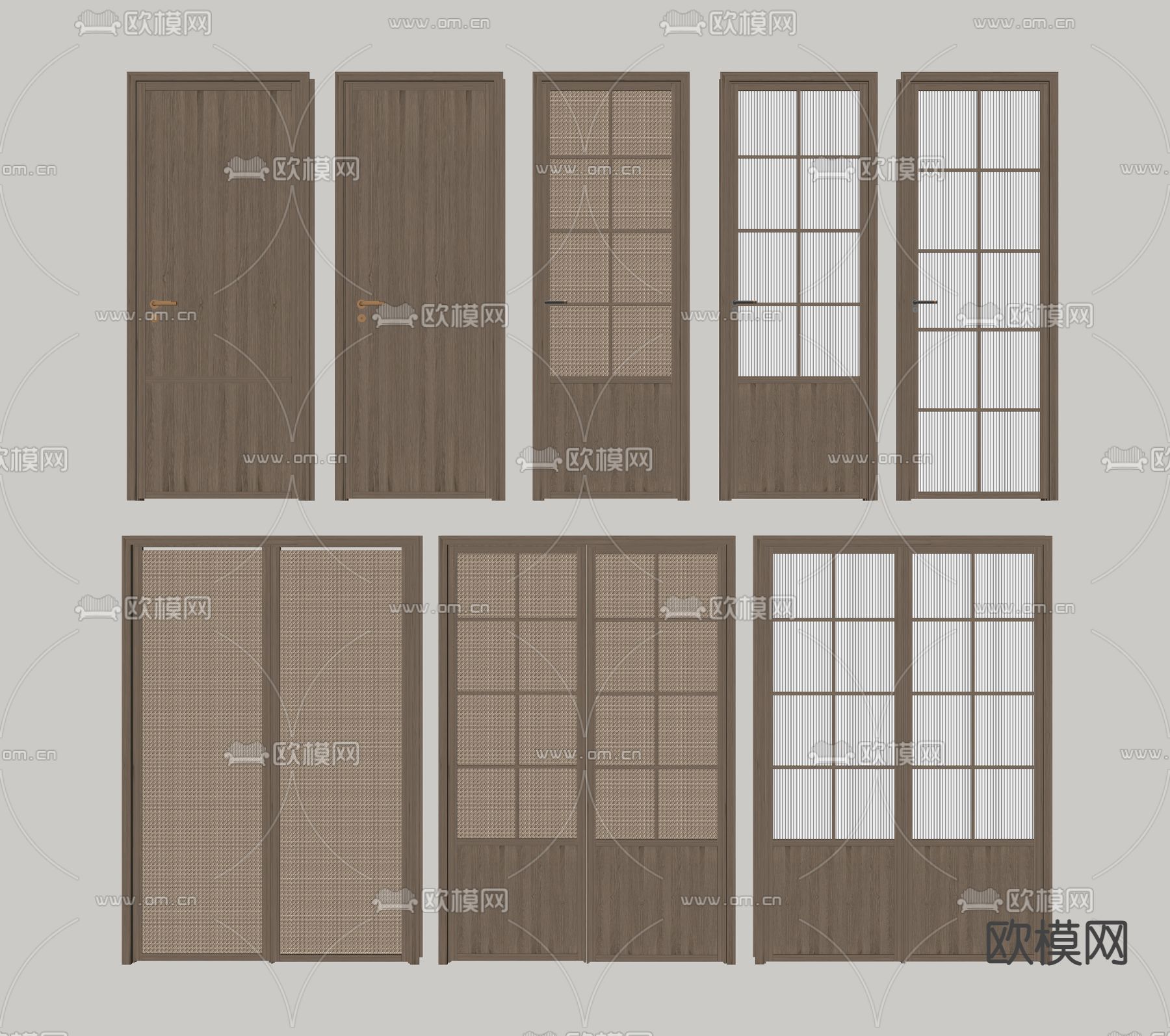 日式单开门 厨卫门 推拉门su模型下载（渲染图2）