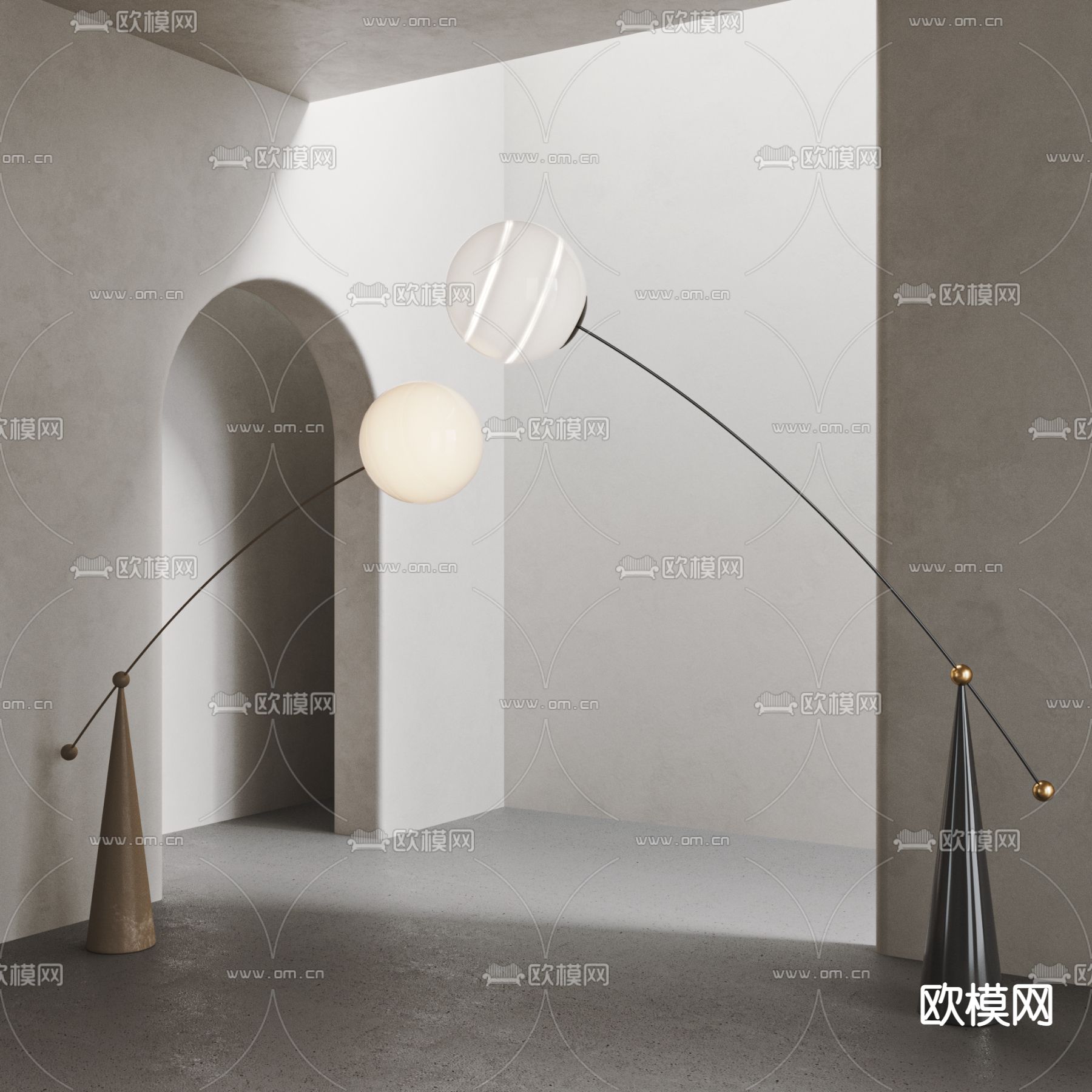 现代落地灯3d模型下载_ID12264752_3dmax免费模型-欧模网