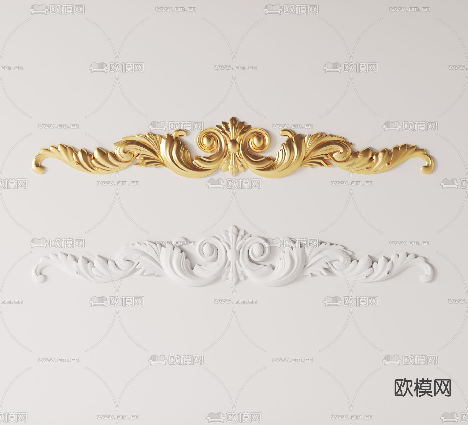 欧式古典镀金雕花3d模型下载