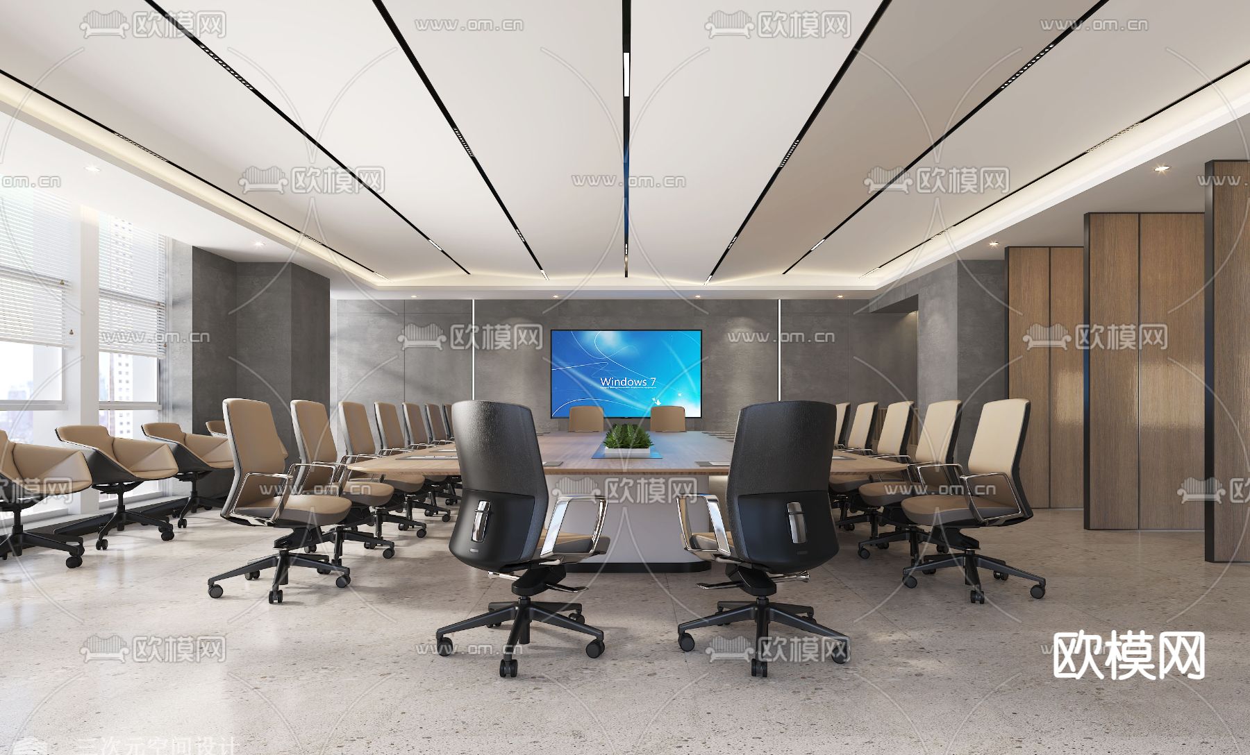 现代多功能会议室3d模型下载_ID12263296_3dmax免费模型-欧模网