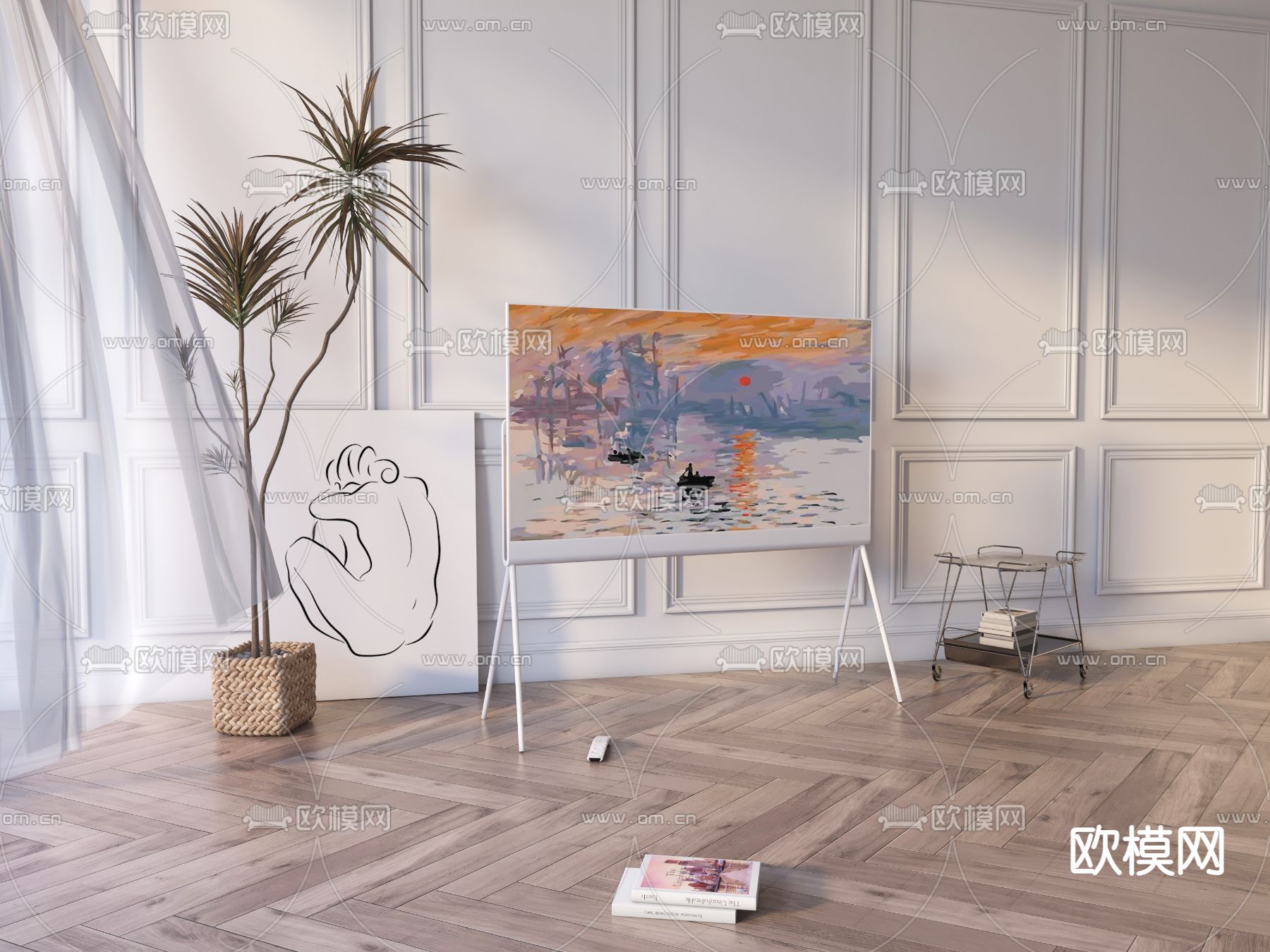 现代画廊 电视3d模型下载（渲染图2）