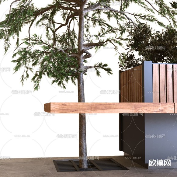 公用椅 户外座椅 花坛3d模型下载(渲染图3)