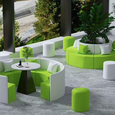  现代卡座沙发 办公沙发su模型 