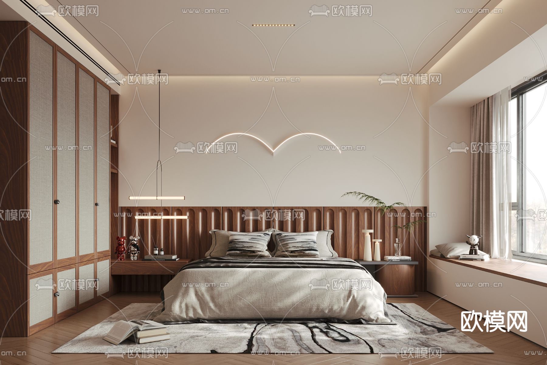 新古典卧室吊顶效果图-上海装潢网