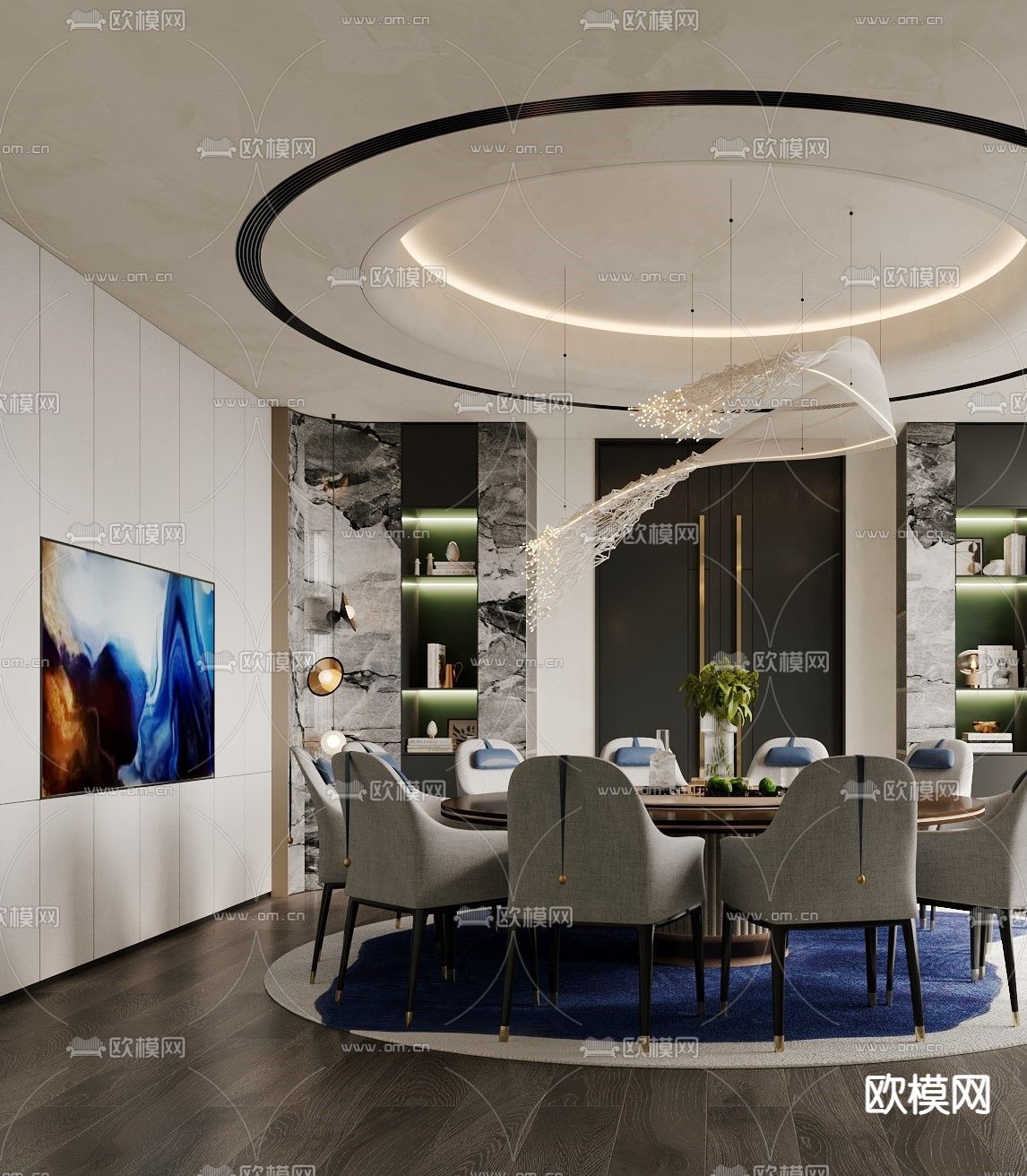 中餐厅包厢 包房 包间3d模型下载（渲染图2）