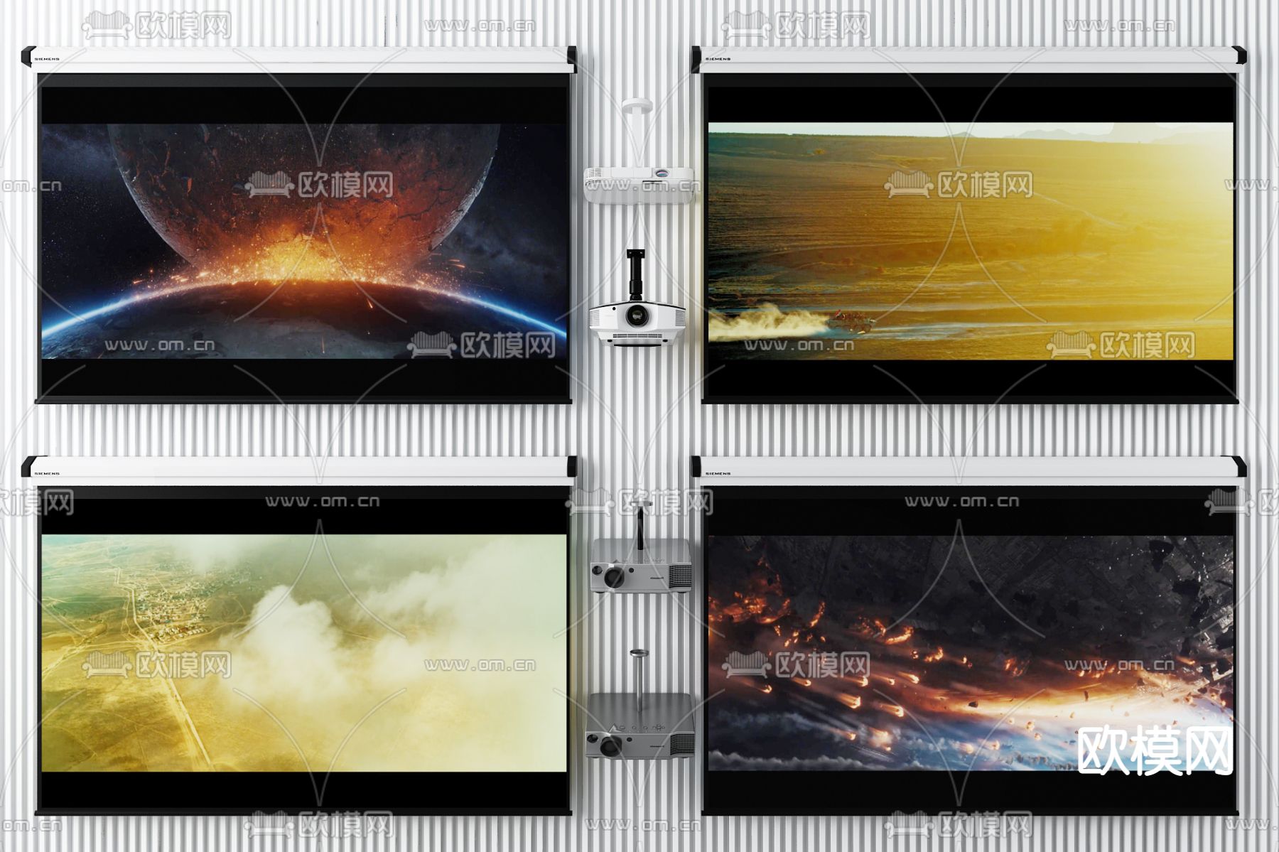 现代投影仪幕布3d模型下载