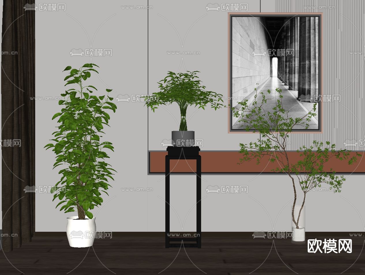 现代绿植盆栽 盆景su模型下载（渲染图2）