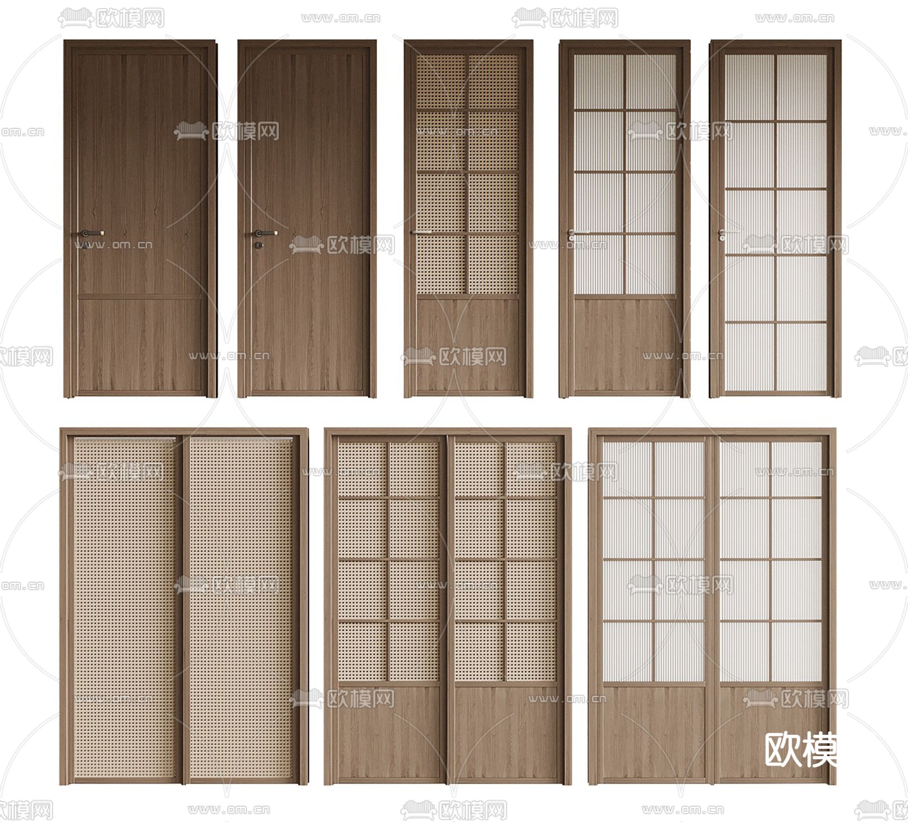 日式单开门 厨卫门 推拉门su模型下载（渲染图1）