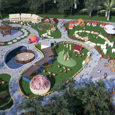  亲子萌宠乐园 宠物游乐场su模型 