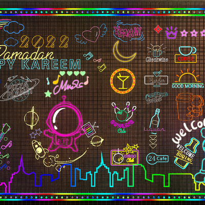  工业风装饰灯 霓虹灯su模型 