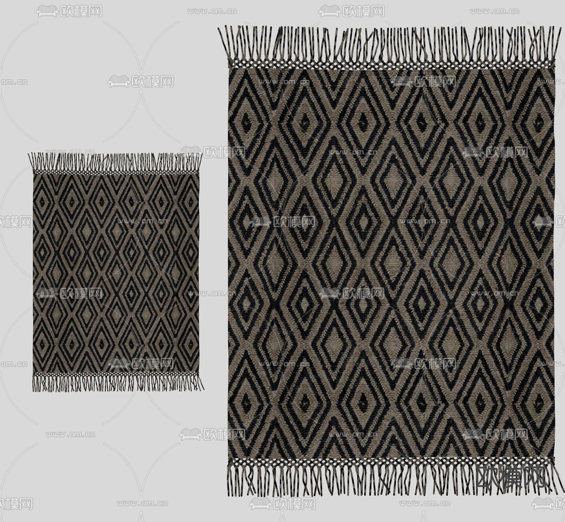 侘寂风 菱形地毯su模型下载（渲染图2）