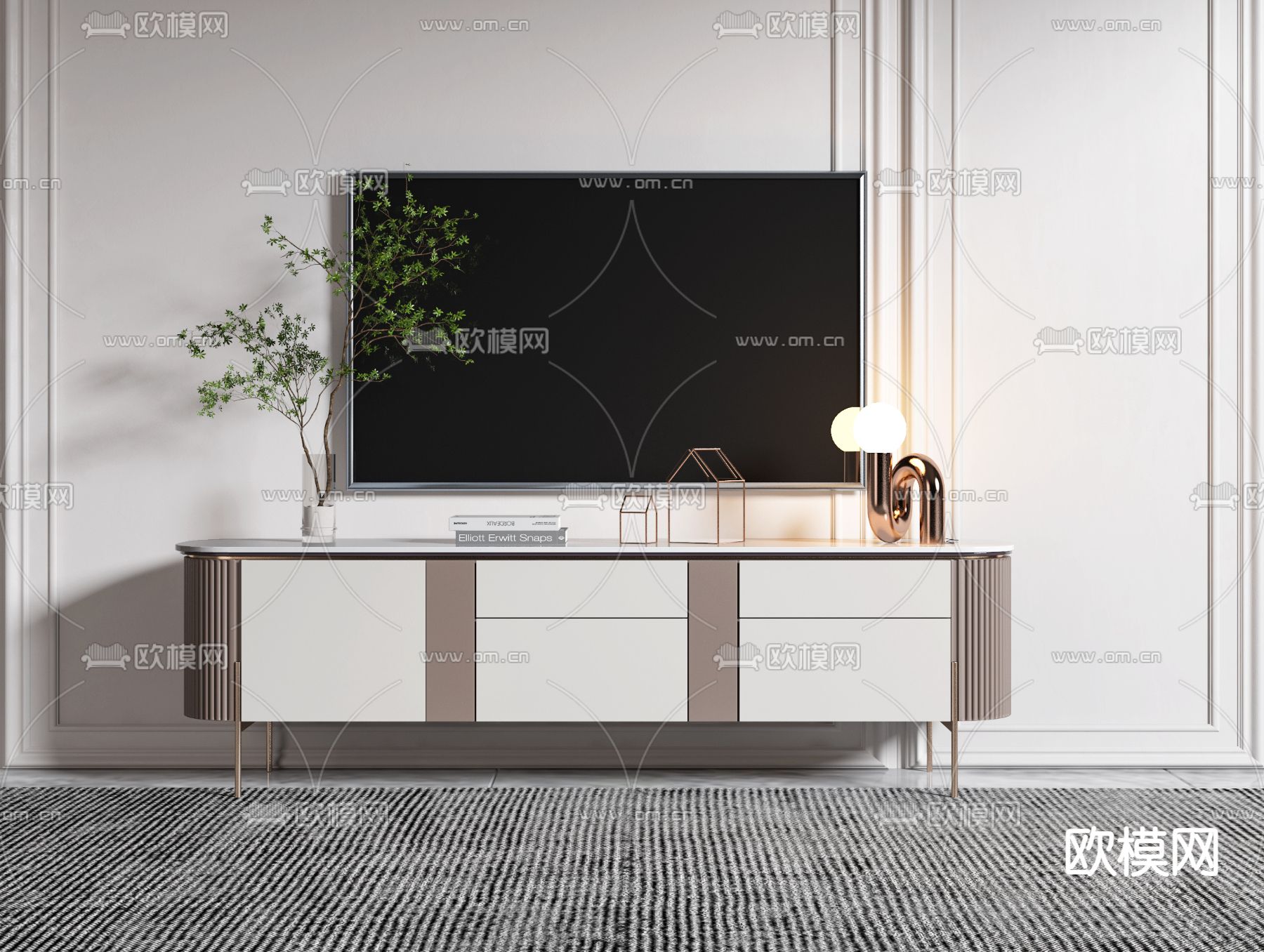 现代电视柜3d模型下载