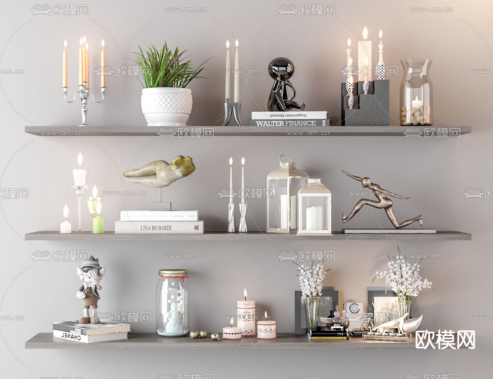 轻奢风烛台 雕塑 摆件3d模型下载