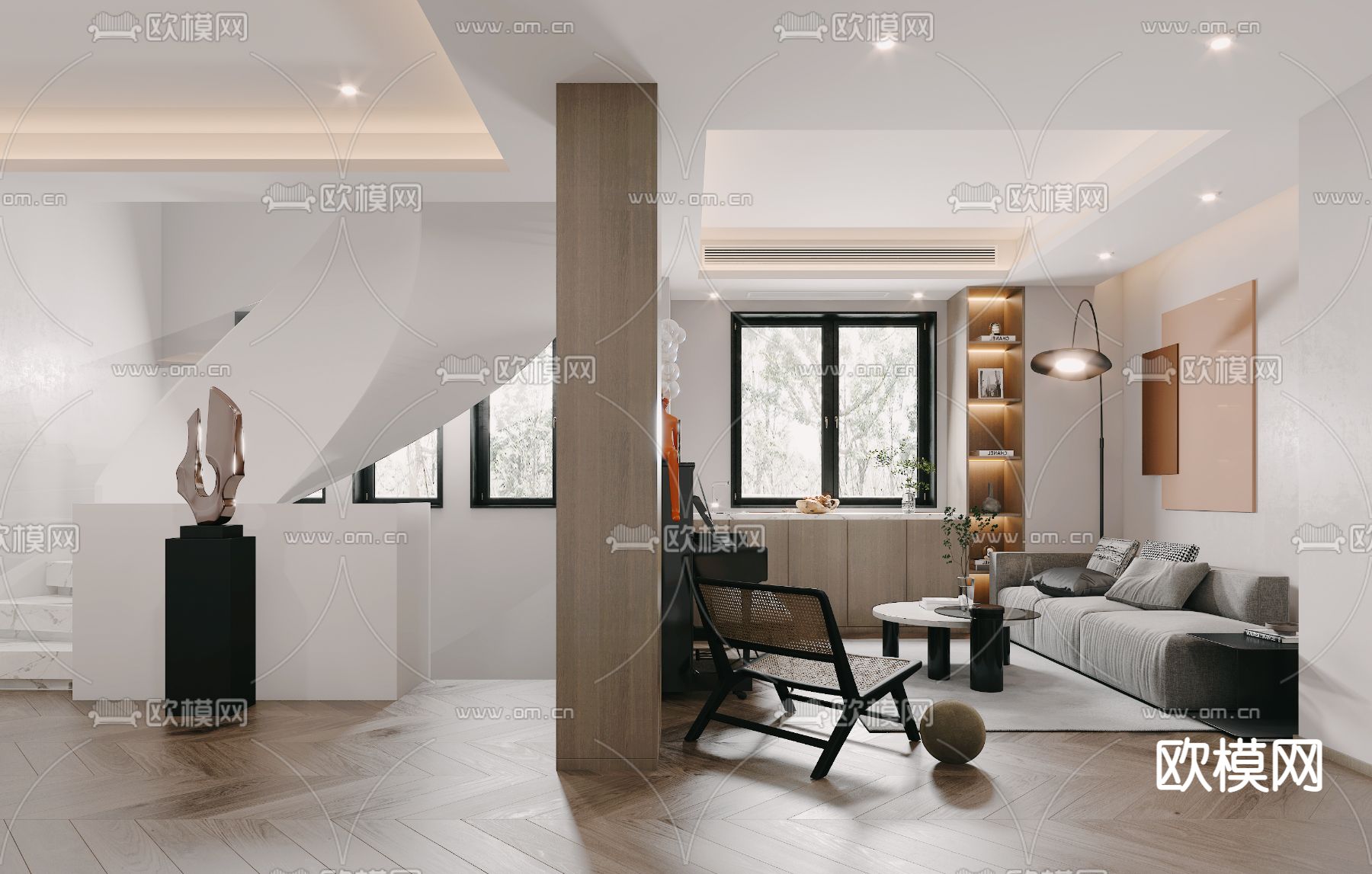 现代接待区 休息区3d模型下载