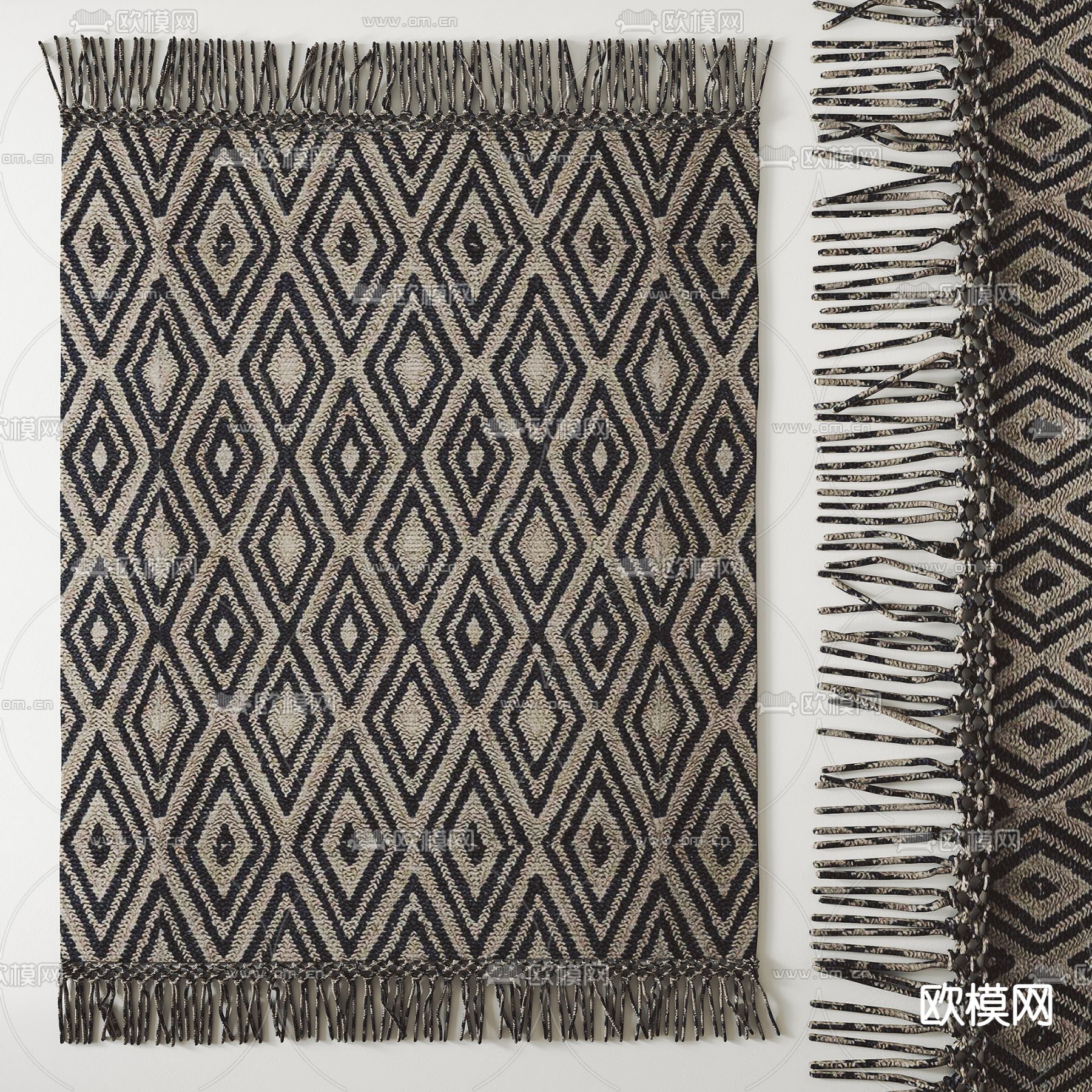 侘寂风 菱形地毯su模型下载（渲染图1）