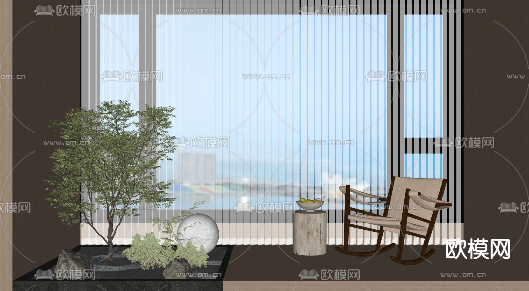 现代阳台景观 休闲区su模型下载（渲染图2）