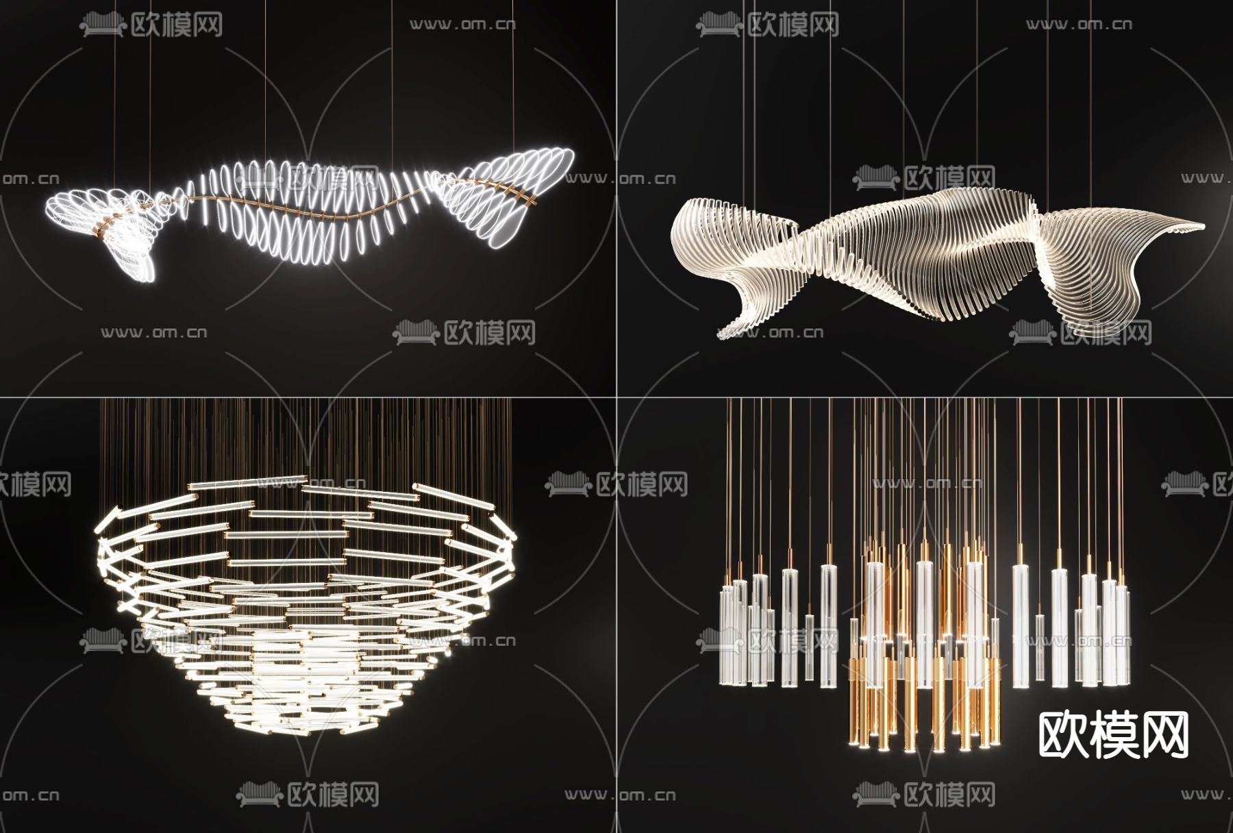 轻奢水晶吊灯3d模型下载