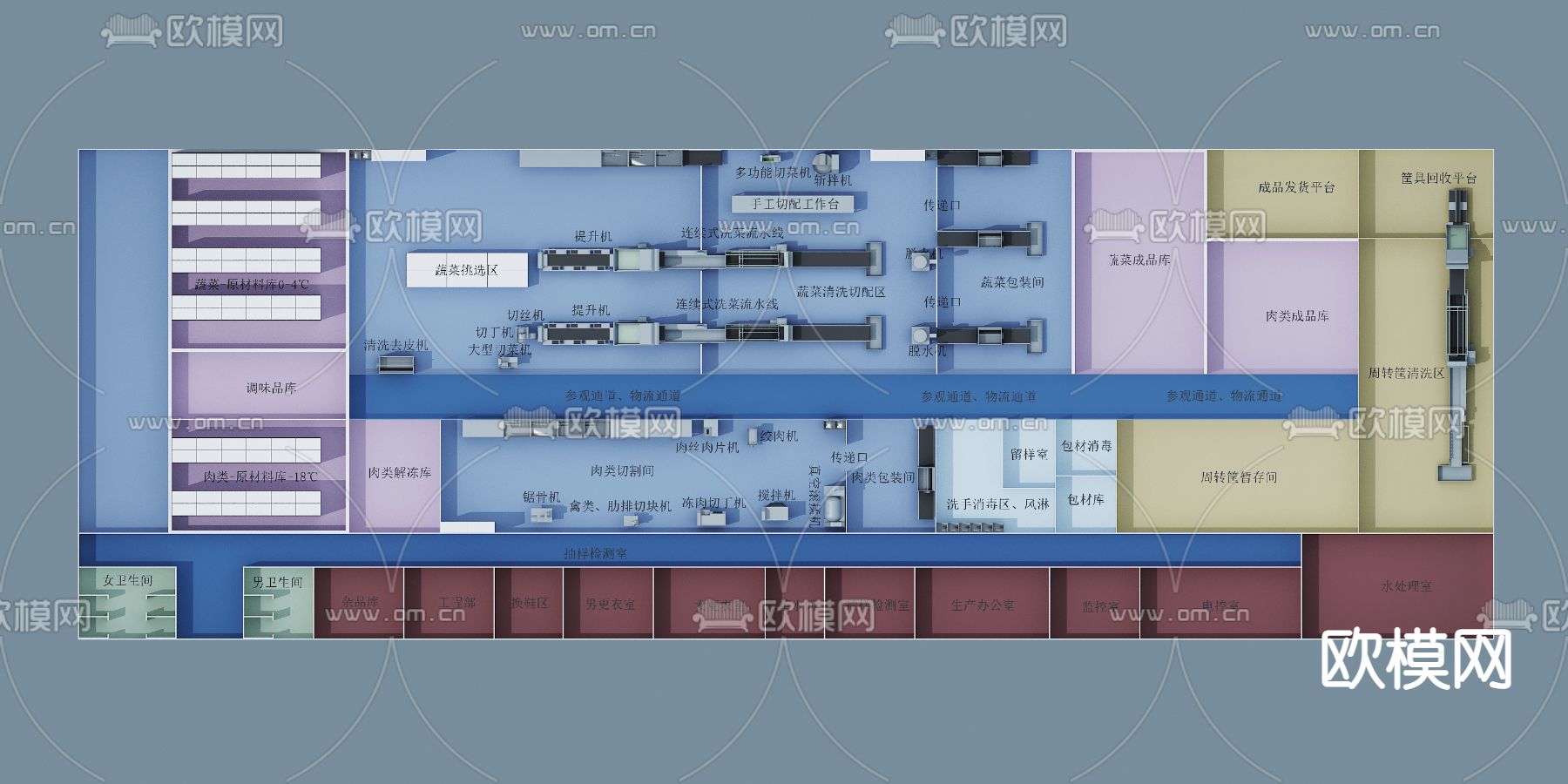工厂中央厨房3d模型下载（渲染图2）
