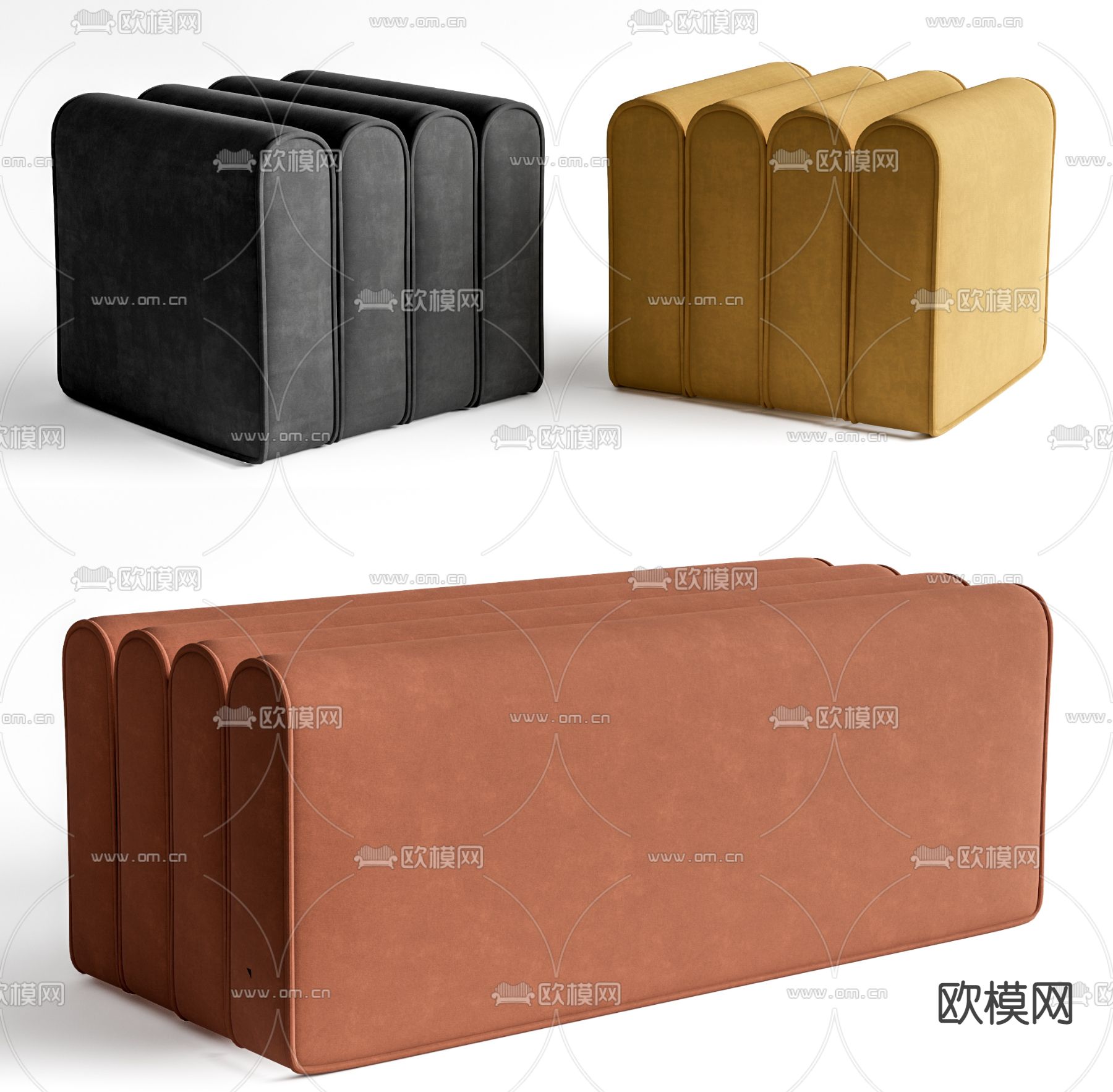 现代沙发凳 矮凳 换鞋凳su模型