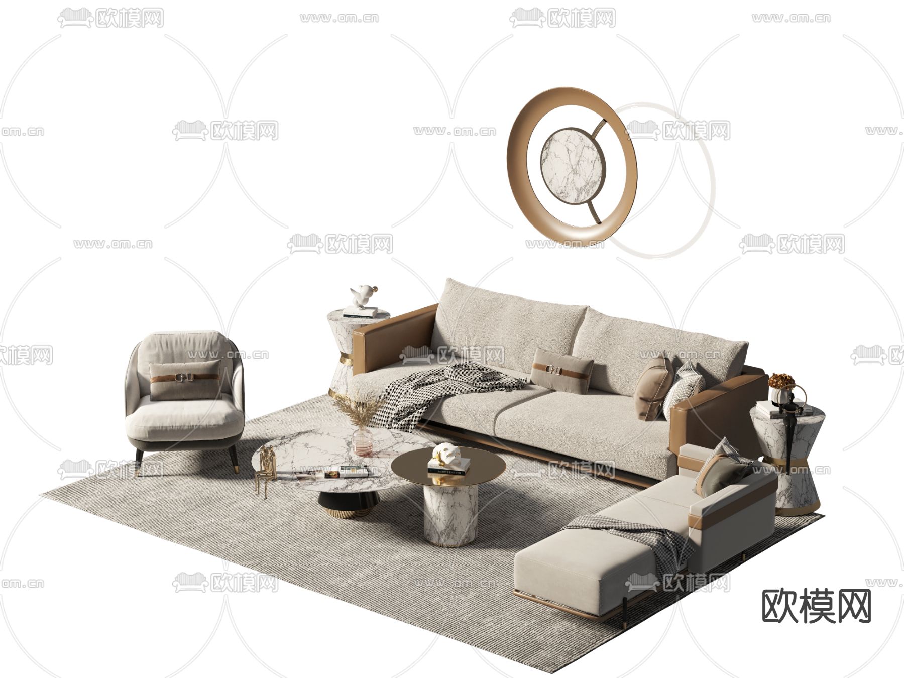 现代组合沙发3d模型下载