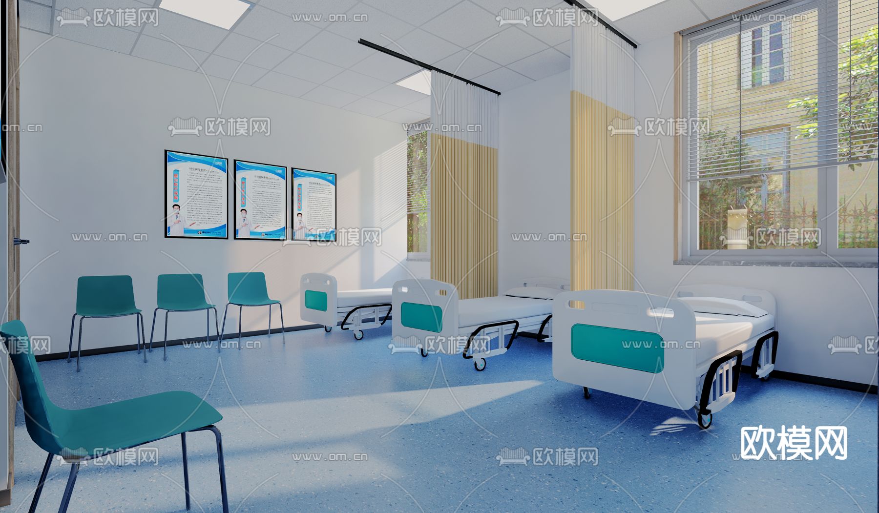 医院病房su模型下载（渲染图1）