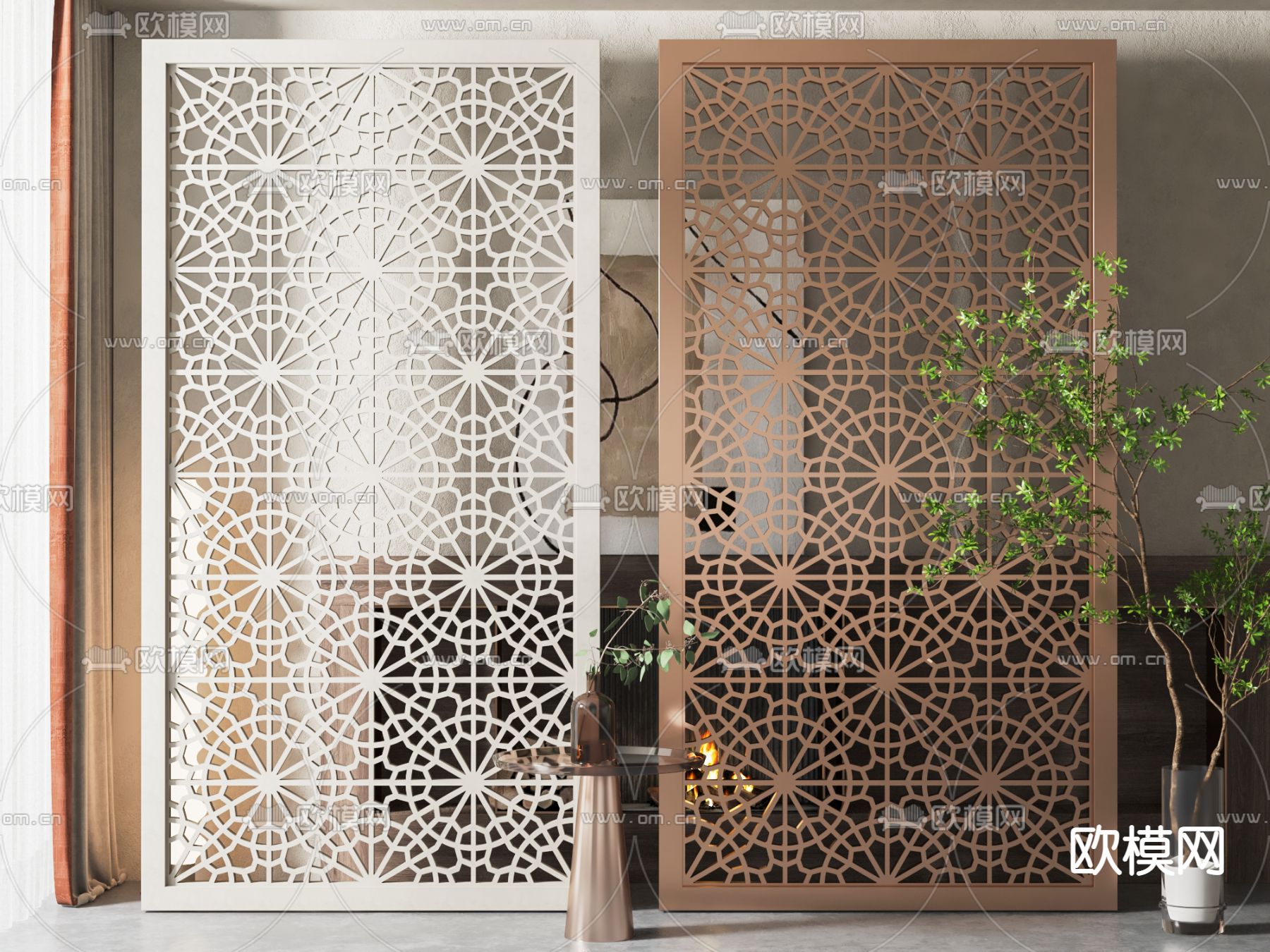 简欧隔断 屏风3d模型下载