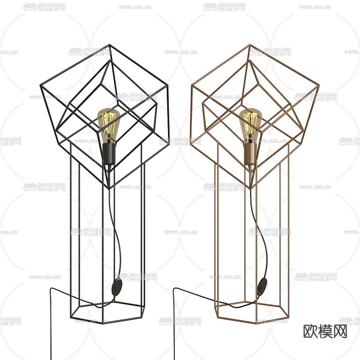 工业风铁艺落地灯3d模型下载