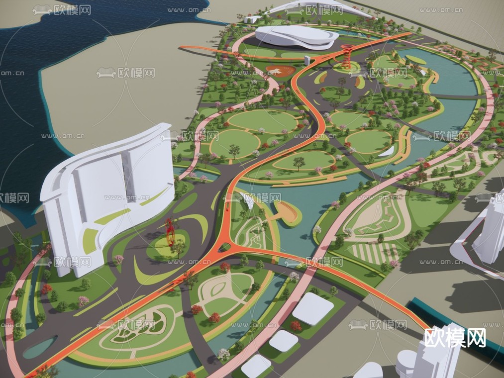 公园景观 鸟瞰规划su模型下载_ID12264103_sketchup模型下载-欧模网