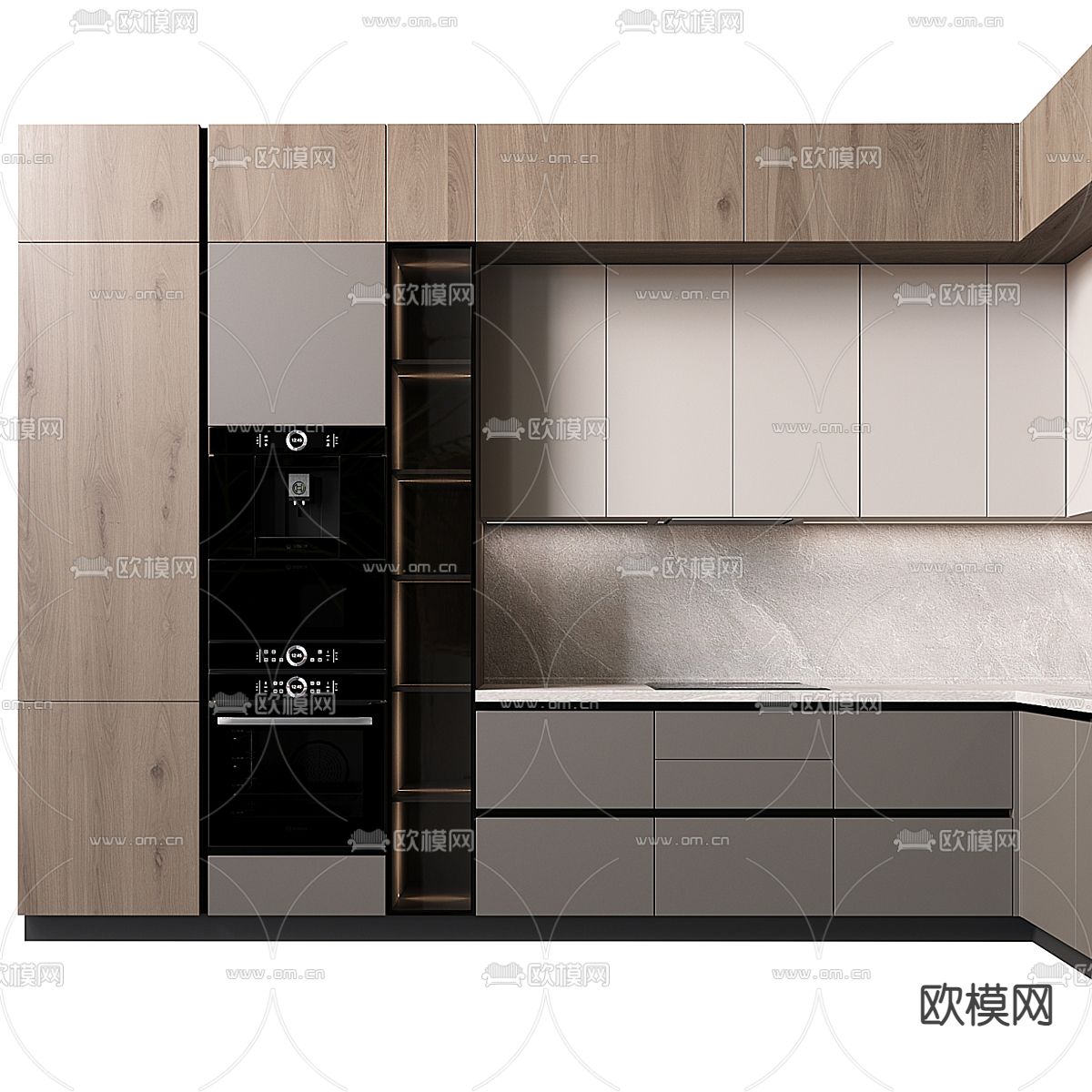 现代厨房 橱柜3d模型下载（渲染图2）