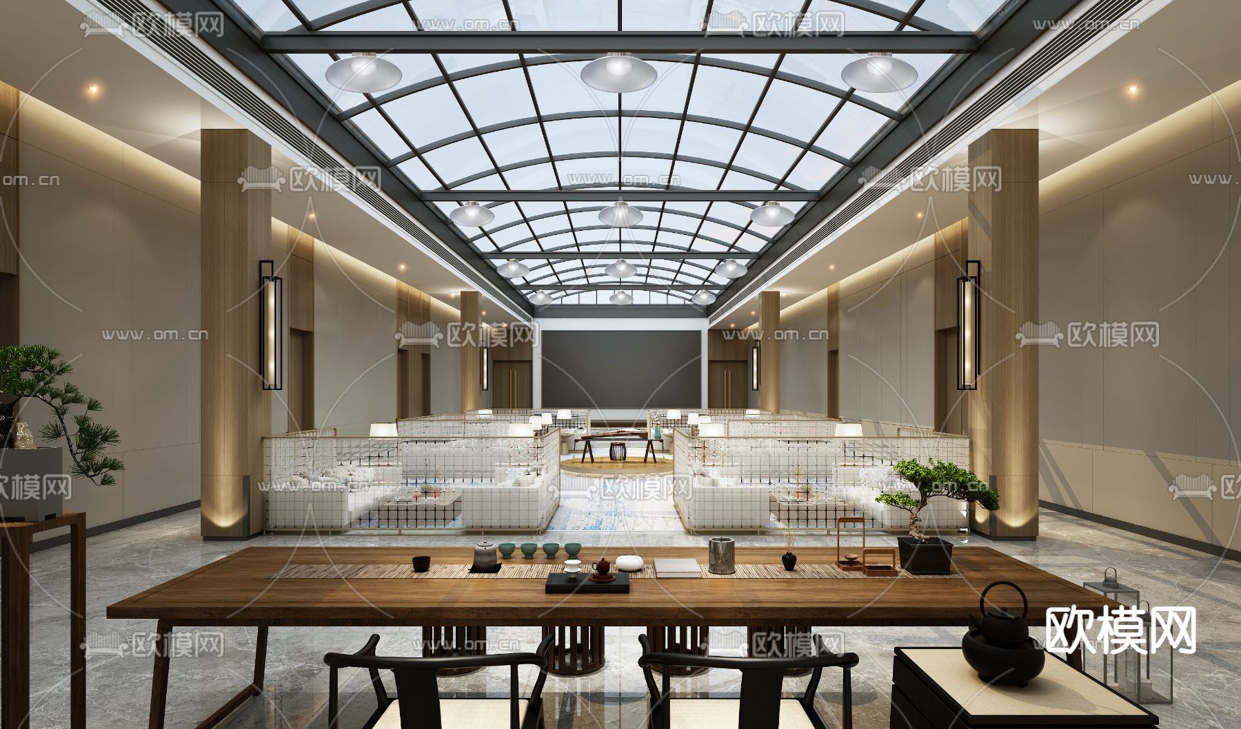 新中式茶楼 茶会所3d模型下载