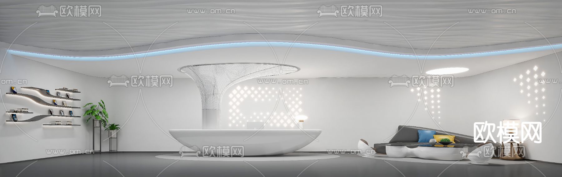 办公室前台 接待处su模型下载