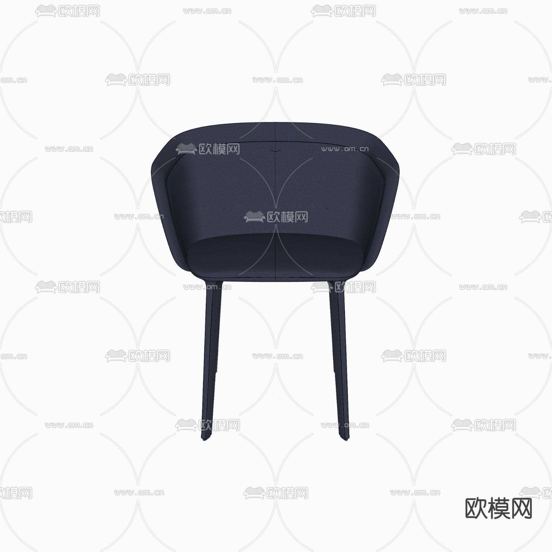 蓝色绒布单椅 餐椅su模型下载（渲染图3）