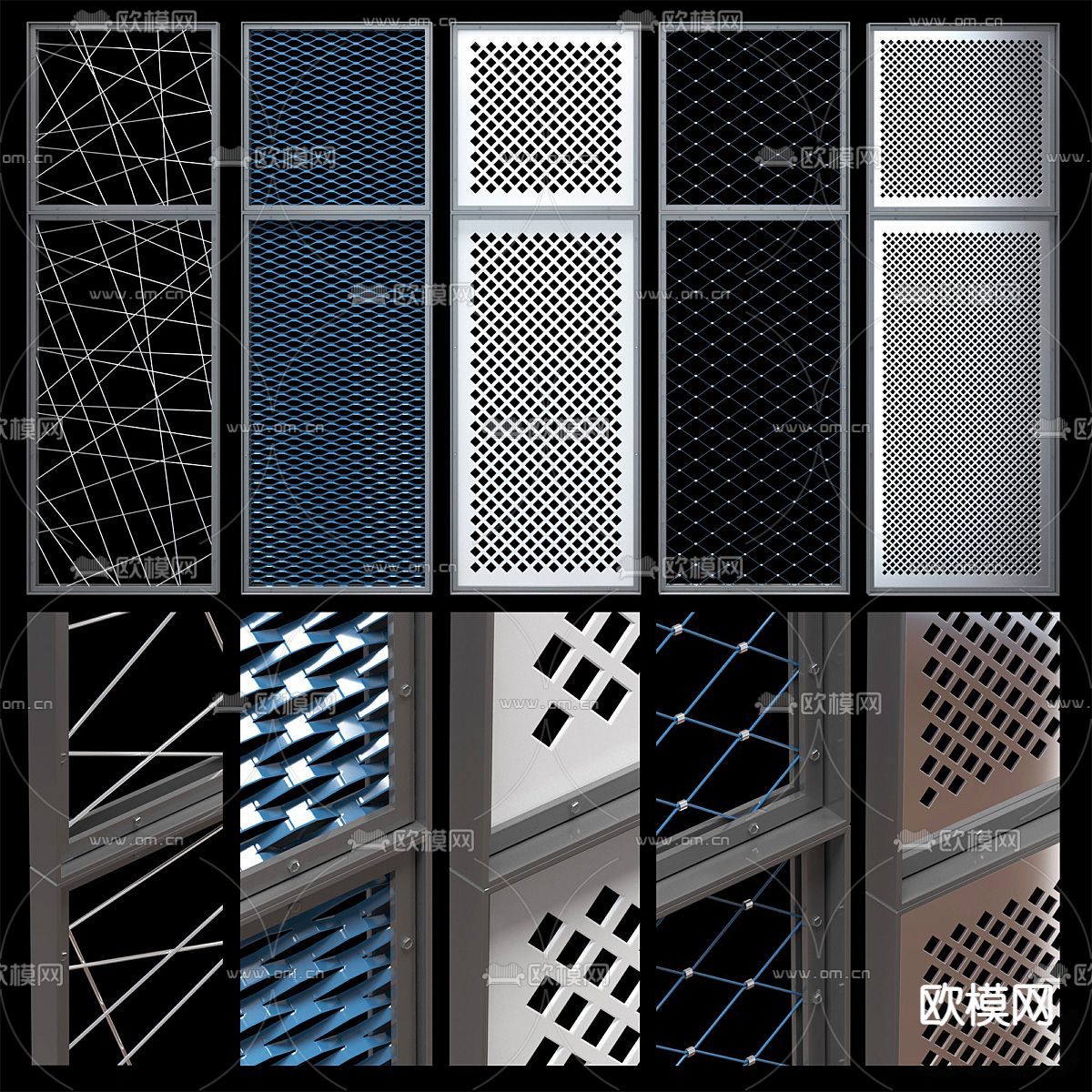 工业风穿孔板 百叶窗3d模型下载
