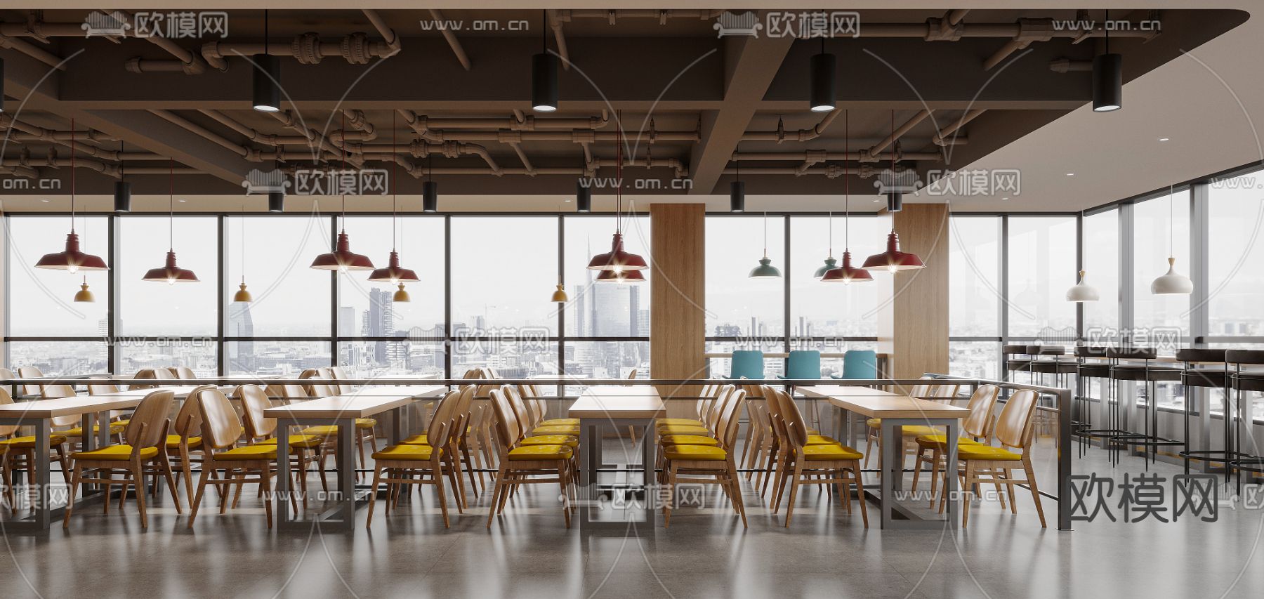 汉堡店 快餐厅3d模型下载（渲染图1）