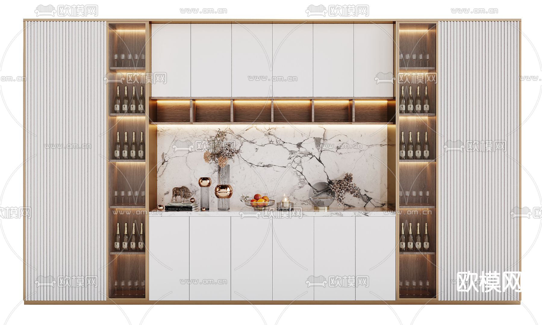 轻奢酒柜su模型下载（渲染图1）