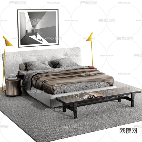 B&B Italia 双人床3d模型下载