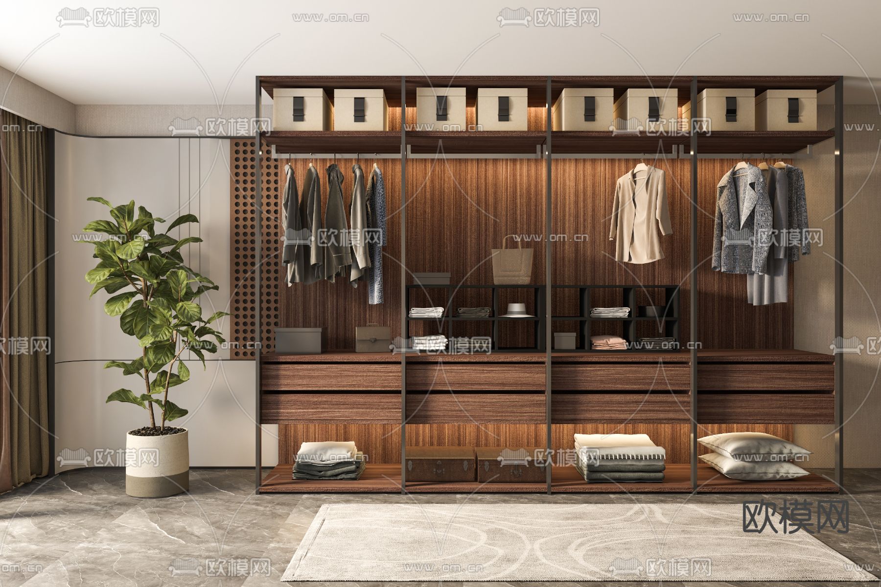 现代衣柜 衣橱3d模型下载（渲染图1）
