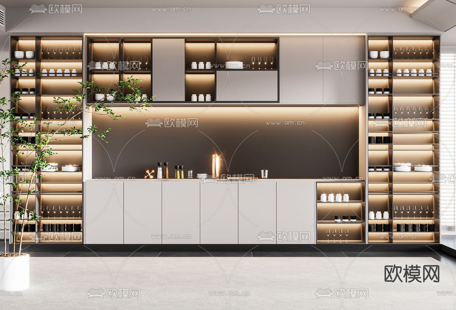 现代酒柜3d模型下载