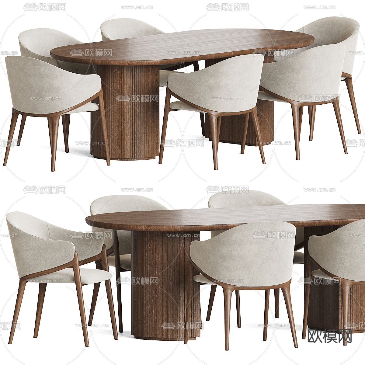 现代餐桌椅3d模型下载（渲染图1）