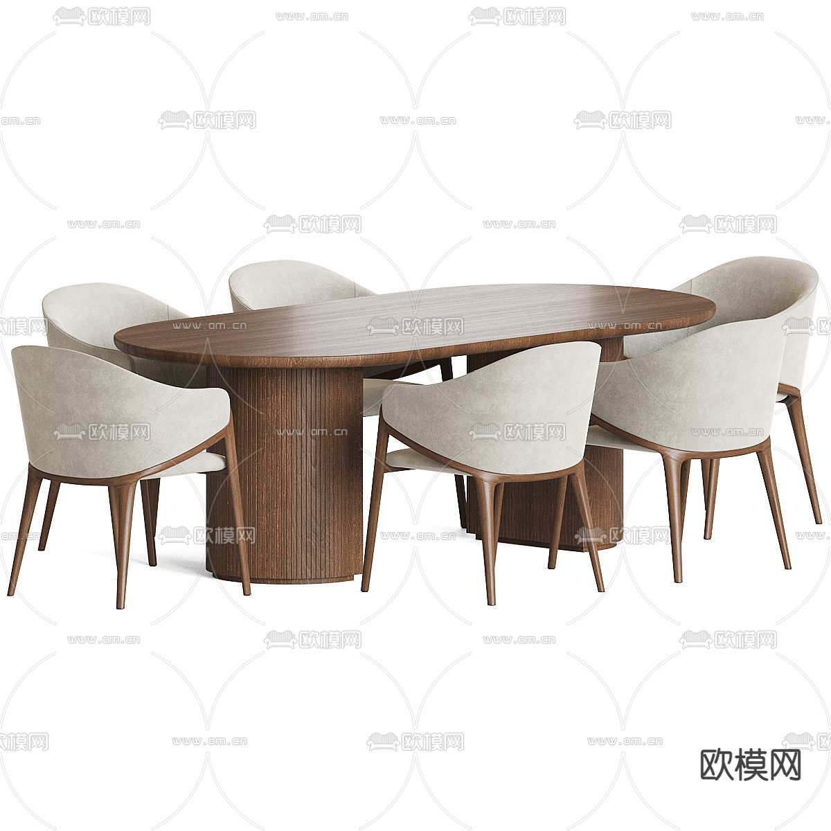 现代餐桌椅3d模型下载（渲染图2）