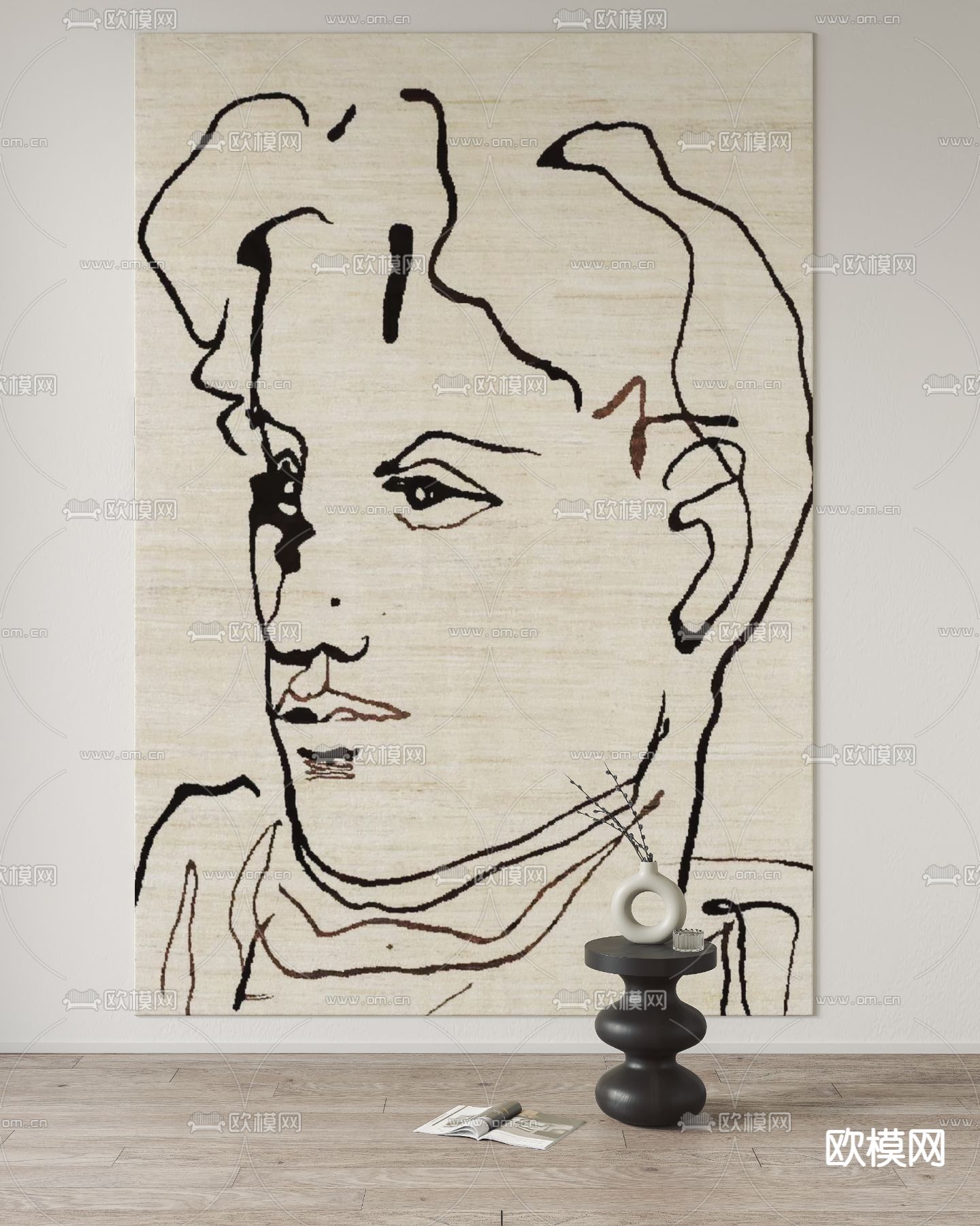 人物地毯 方毯3d模型下载