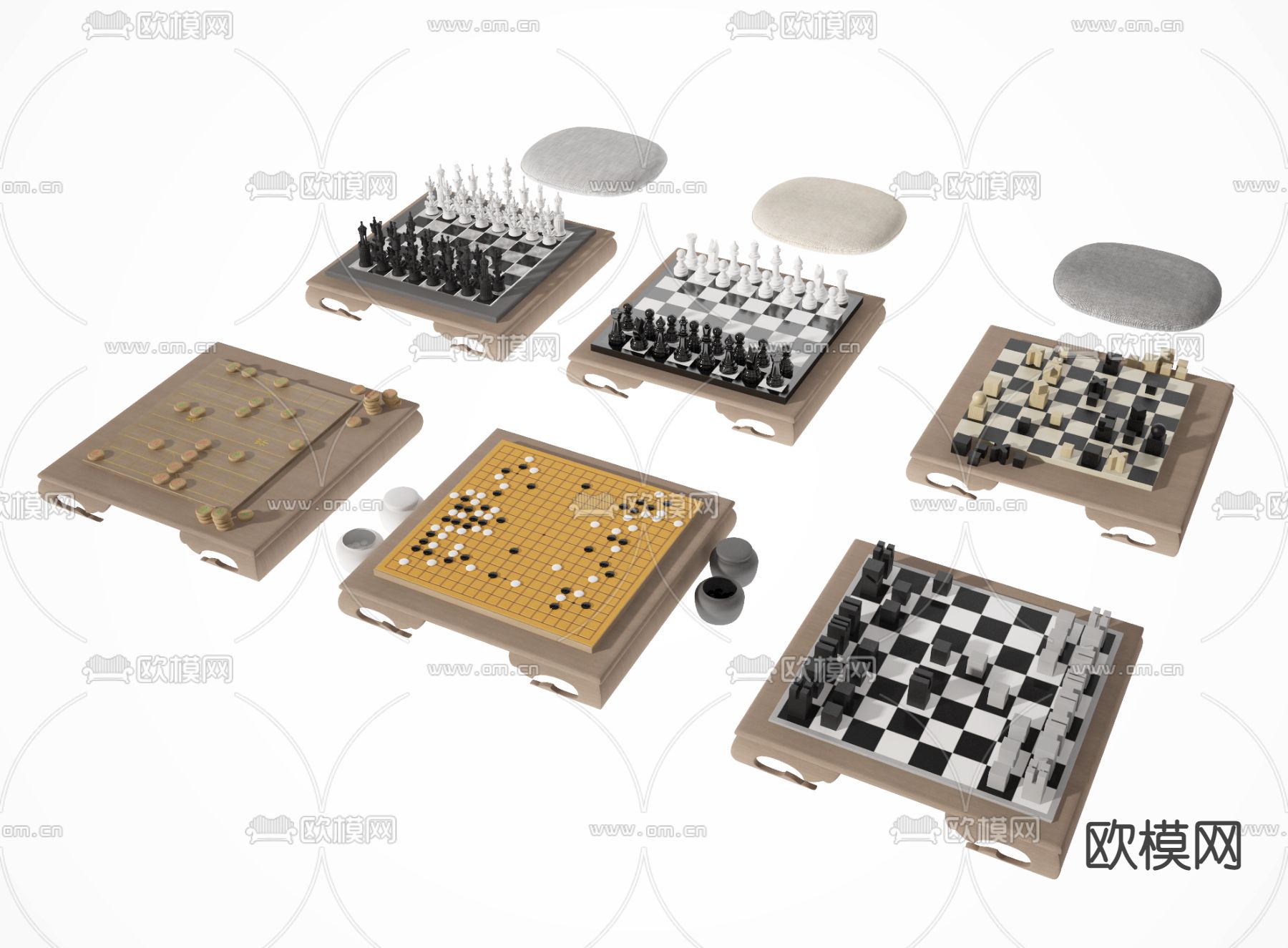 国际象棋 跳棋 围棋3d模型下载