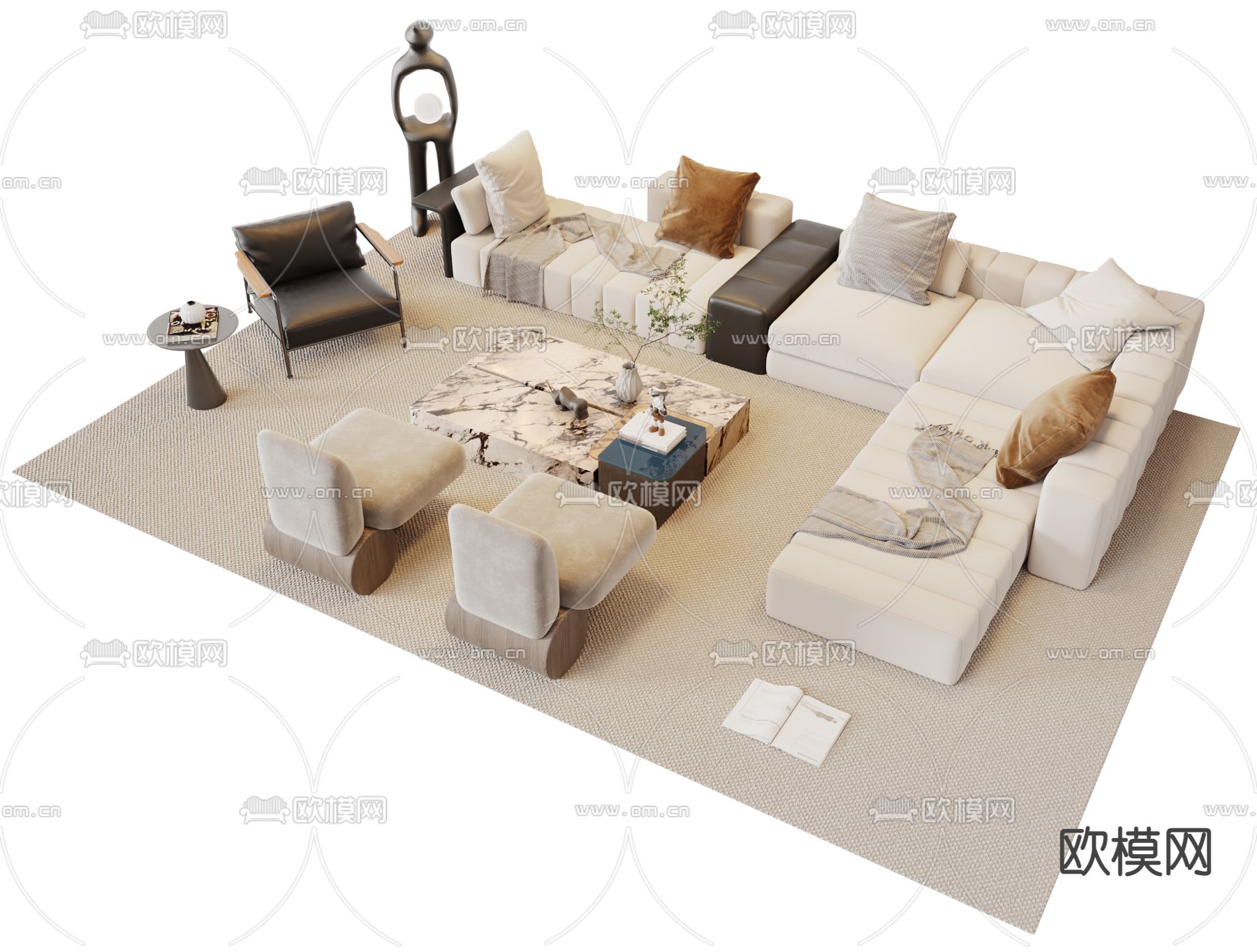 Minotti 米洛提 组合沙发3d模型下载