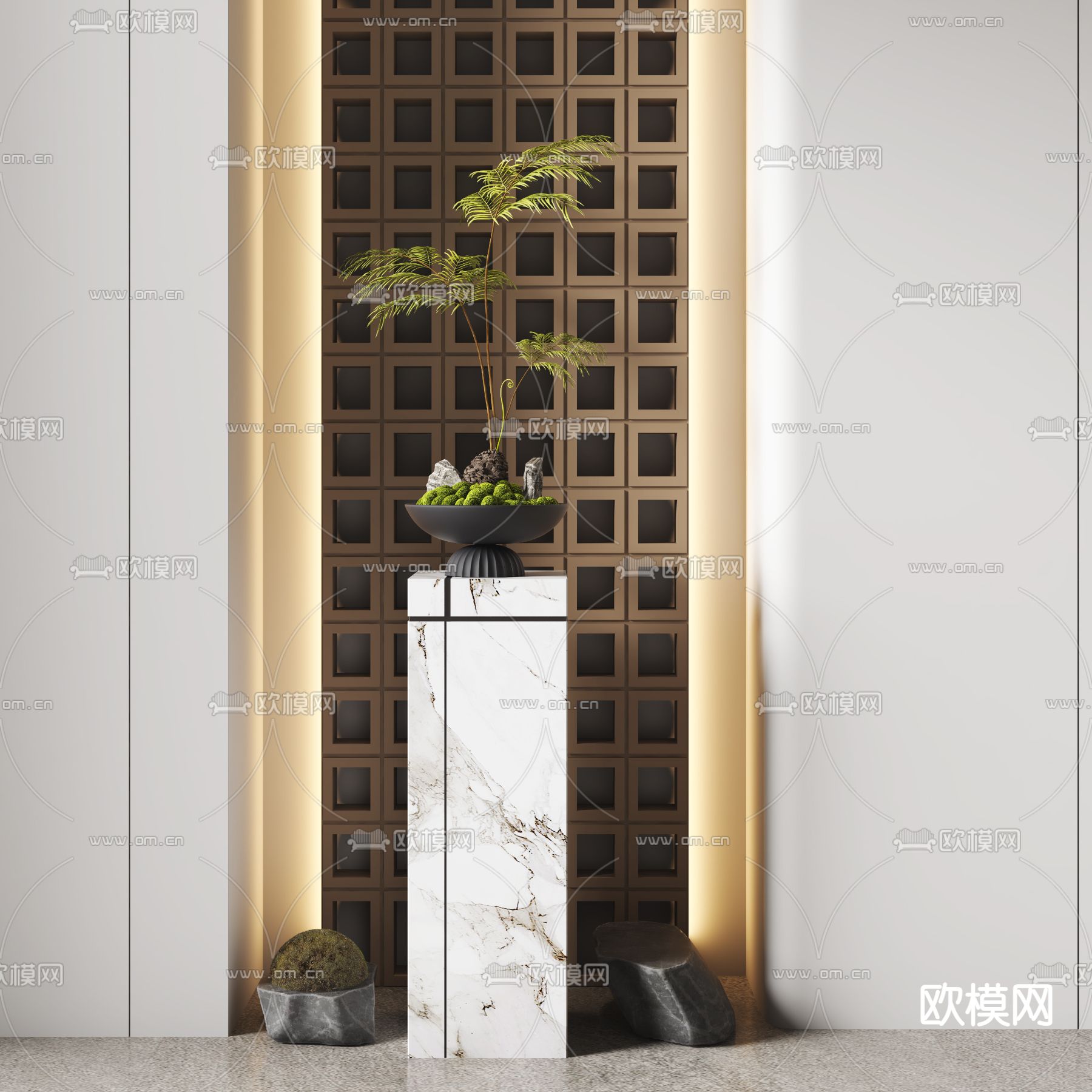新中式盆栽 盆景3d模型