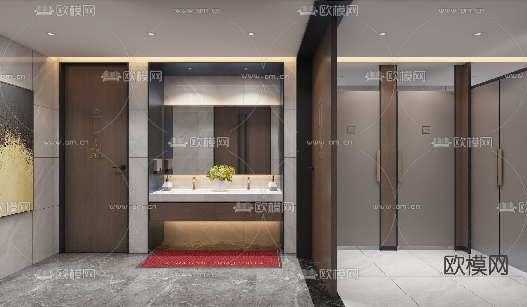 现代公共卫生间免费3d模型下载