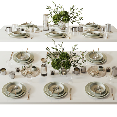  现代西餐 餐具 刀叉su模型 