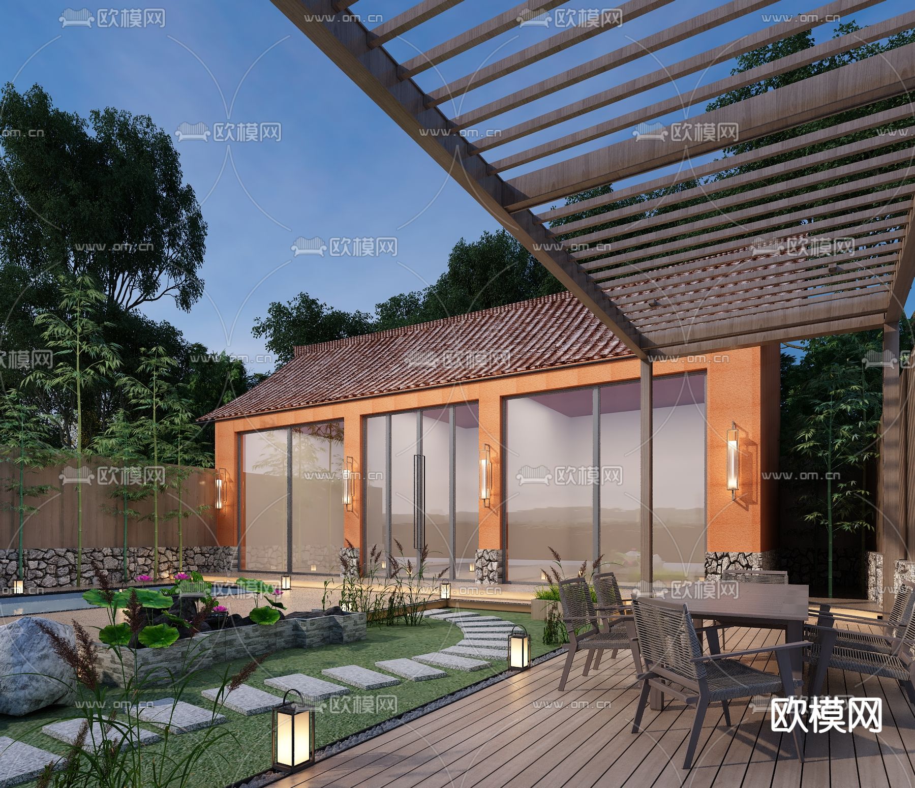 民宿庭院免费3d模型下载