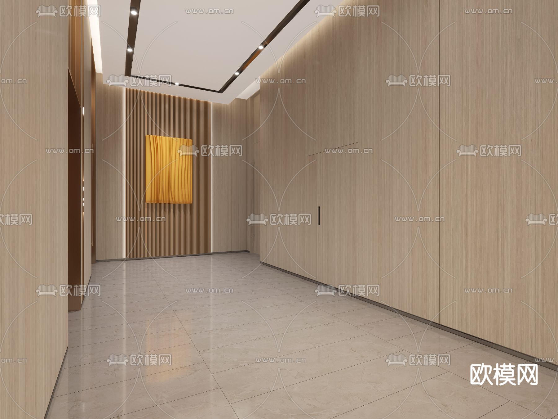 现代电梯厅免费3d模型下载（渲染图1）
