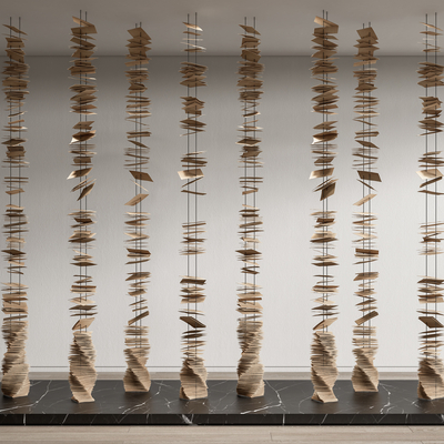 现代木质隔断 屏风 雕塑su模型